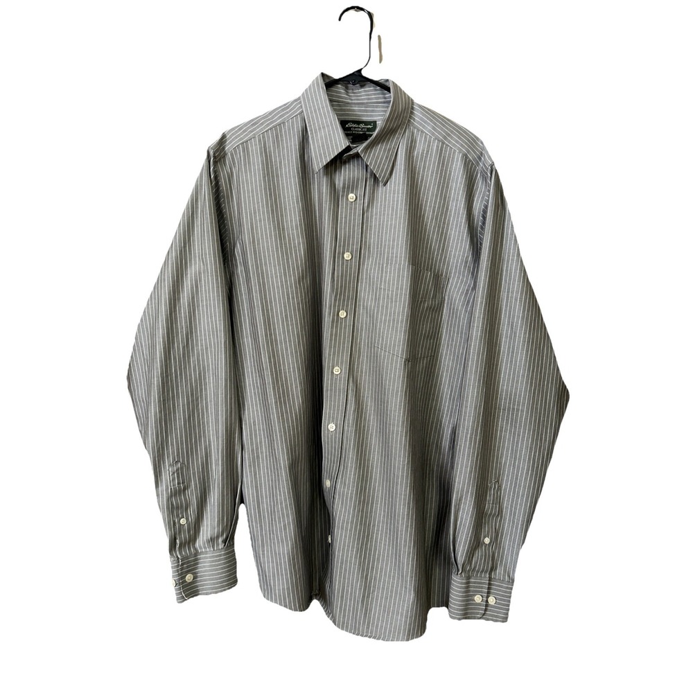Eddie Bauer Men's L-Tall Classic Fit Striped Long Sleeve Shirt CA00665 WPL9647